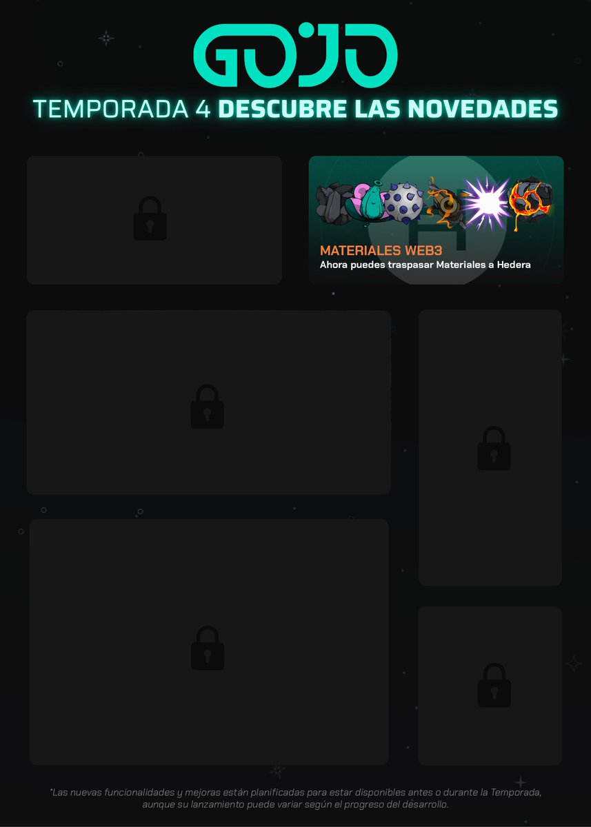La pregunta es: ¿estás preparado para lo que viene?

¡La Season 4 está cerca!

Gracias a vuestro feedback actualizamos el roadmap: algunas novedades ya están activas, otras llegarán durante la temporada

Como aperitivo: los Materials ya se pueden transferir y tradear en <a href="/KabilaES/">Kábila</a>
