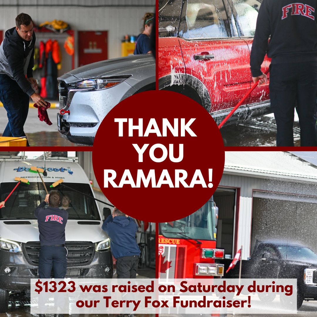 ramarafire's tweet image. 🚒💦 Thank You, Ramara! 💦🚒

On Saturday, August 30th, Ramara Fire &amp;amp; Rescue Services held our annual Terry Fox Foundation Car Wash — and thanks to your incredible support, we raised $1,323! 🙌

A huge thank you to everyone who stopped by!