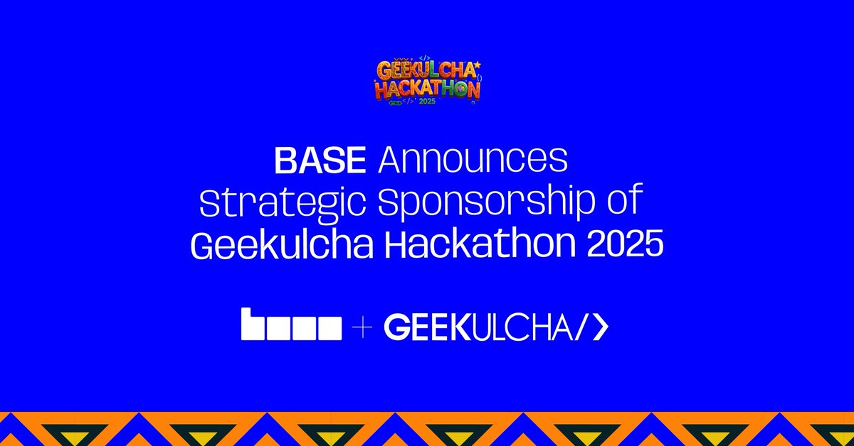 ‼️𝙉𝙀𝙒 #𝙂𝙆𝙃𝙖𝙘𝙠25 𝙋𝘼𝙍𝙏𝙉𝙀𝙍𝙎𝙃𝙄𝙋 𝘼𝙇𝙀𝙍𝙏‼️

We’re happy to announce and welcome <a href="/base/">Base</a> as a strategic sponsor for the Annual Geekulcha Hackathon

The partnership will give developers access to cutting-edge APIs, SDKs, and blockchain tooling designed to streamline