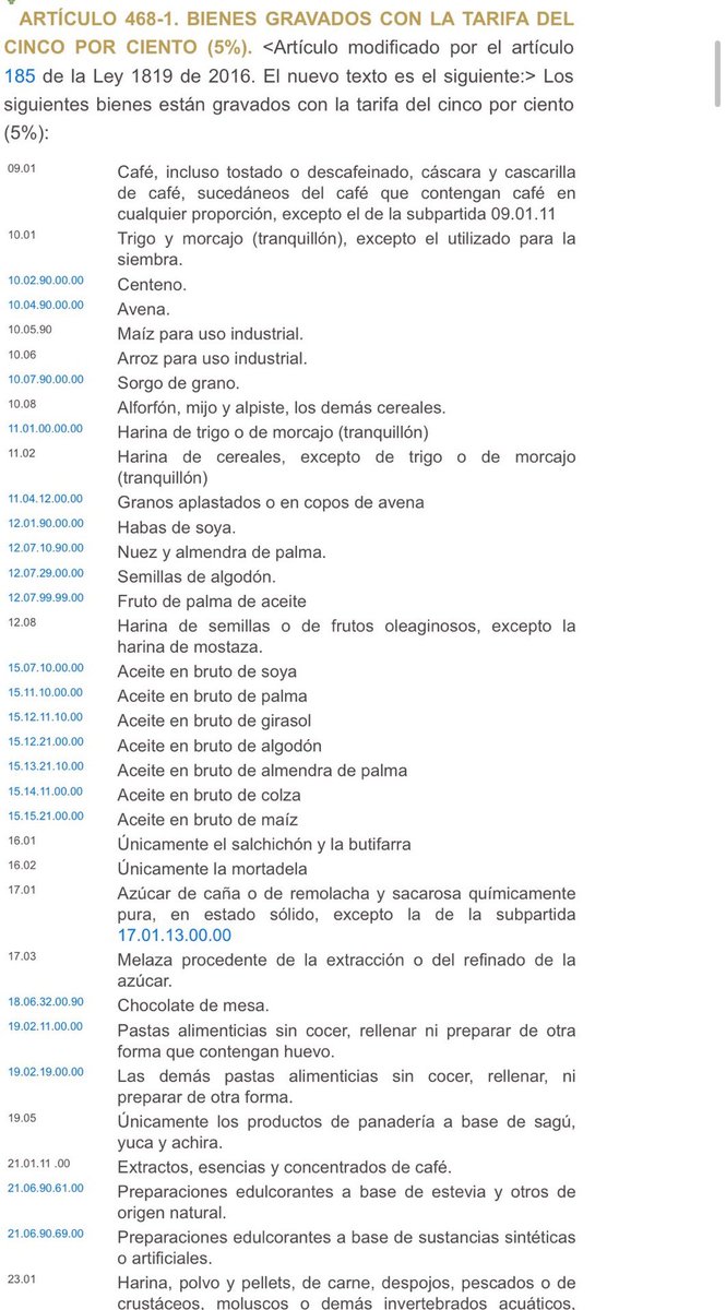 Para los que ya empezaron a desinformar con la Reforma Tributaria, aquí les dejo los productos de la canasta familiar que están gravados DESDE EL 2016. De nada