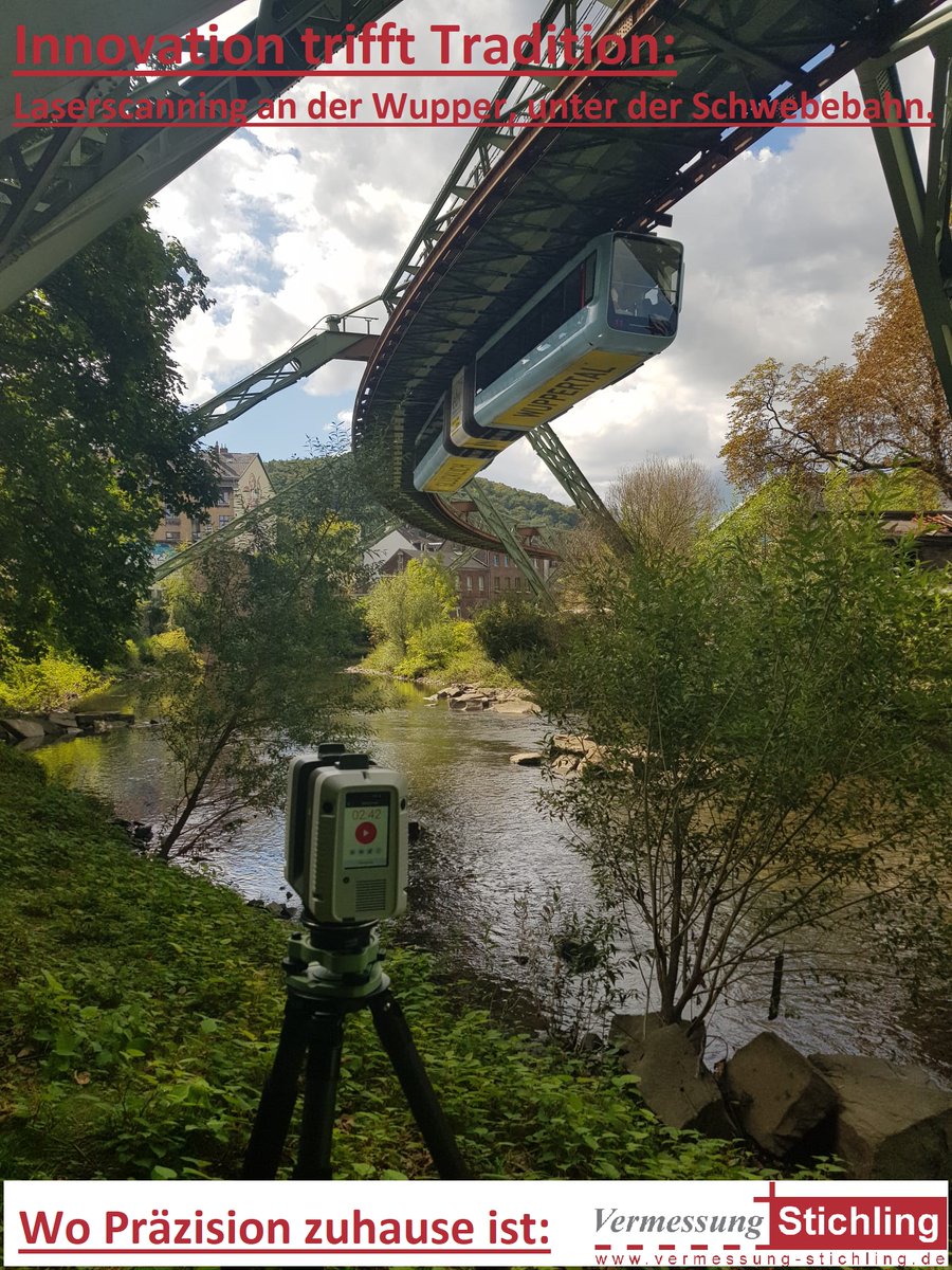 #Vermessung in #Wuppertal trifft immer wieder auf die #Schwebebahn! Wo andere Urlaub machen, dürfen wir arbeiten!