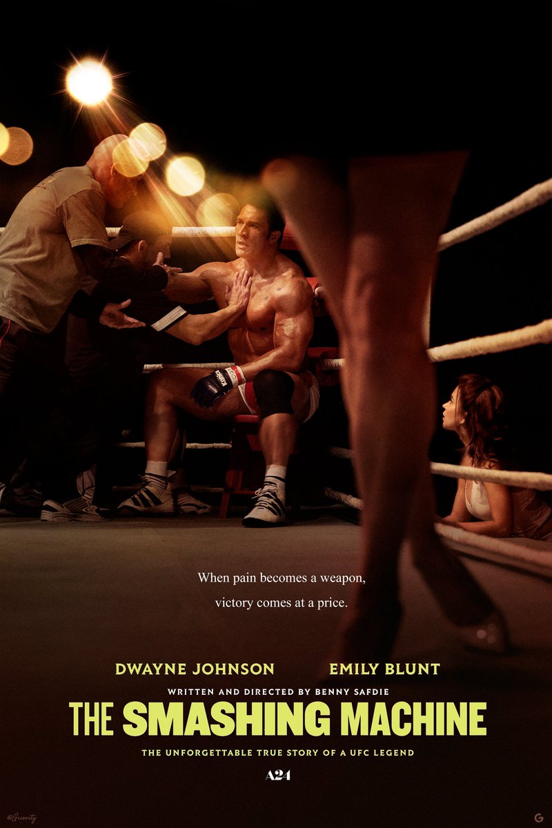 Grievity Creative (@grievity) on Twitter photo I can't wait to see the movie, here it is my concept poster for #TheSmashingMachine movie with <a href="/TheRock/">Dwayne Johnson</a>
#DwayneJohnson #EmilyBlunt #TheRock #BennySafdie #A24 #MarkKerr I can't wait to see the movie, here it is my concept poster for #TheSmashingMachine movie with <a href="/TheRock/">Dwayne Johnson</a>
#DwayneJohnson #EmilyBlunt #TheRock #BennySafdie #A24 #MarkKerr