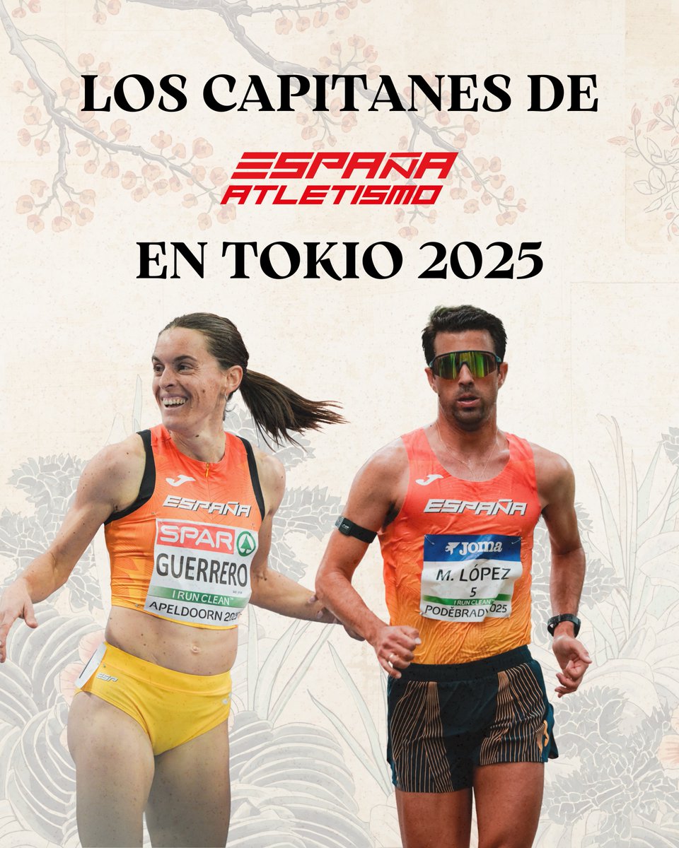 atletismoRFEA's tweet image. Con todos vosotros: Los capitanes de #EspañaAtletismo en @WATokyo25  🥹

De todo un campeón del Mundo como @MA_LopezNicolas a @estherrguerrero rumbo a su quinto Mundial ✨

Contagiando siempre su #PasiónPorCompetir a todo el equipo ❤️