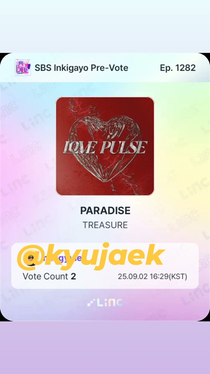 kyujaek's tweet image. INKIGAYO PRE-VOTE x LINC 
9/2/25 
#kyujaek