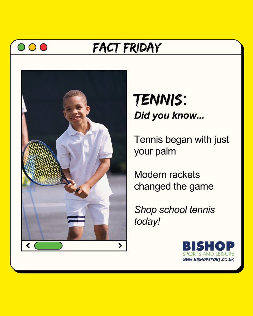 🎾 Fact Friday

Tennis began in 12th-century France… and was first played with the palm of the hand! ✋➡️🎾

From palms to rackets, the game has come a long way.

👉 Explore school-ready tennis equipment: bishopsport.co.uk/collections/te…

#FactFriday #TennisHistory #BishopSports