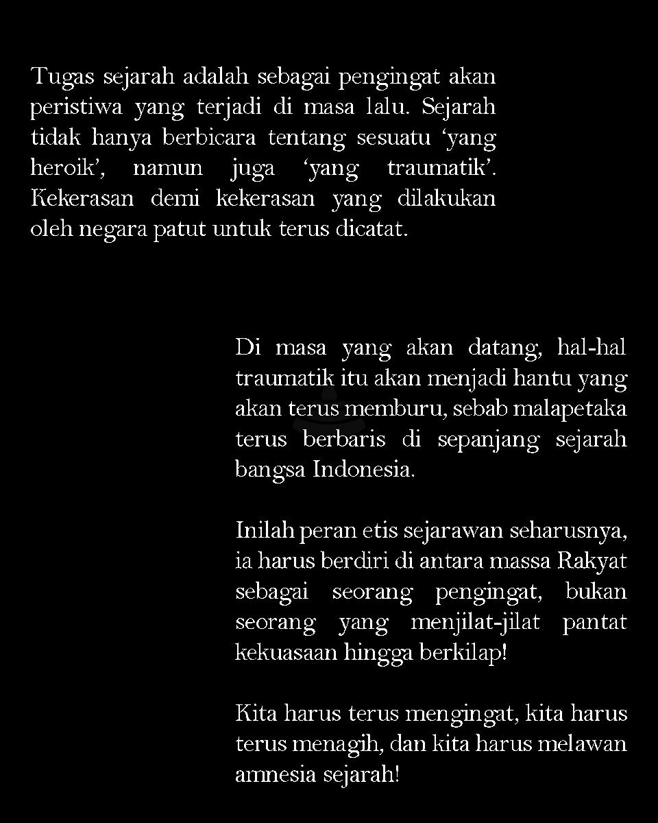 insulinde_sej's tweet photo. Bila kita tak pernah belajar dari sejarah, maka kita akan dikutuk untuk mengulanginya. Kami sudah lelah dengan kekerasan! [3]

Narasi &amp; infografik oleh @pribumi_merah  #SeptemberHitam #Perlawanan #Insulinde #InsulindeSejarah #Infografik https://t.co/rXiEo9kd4B