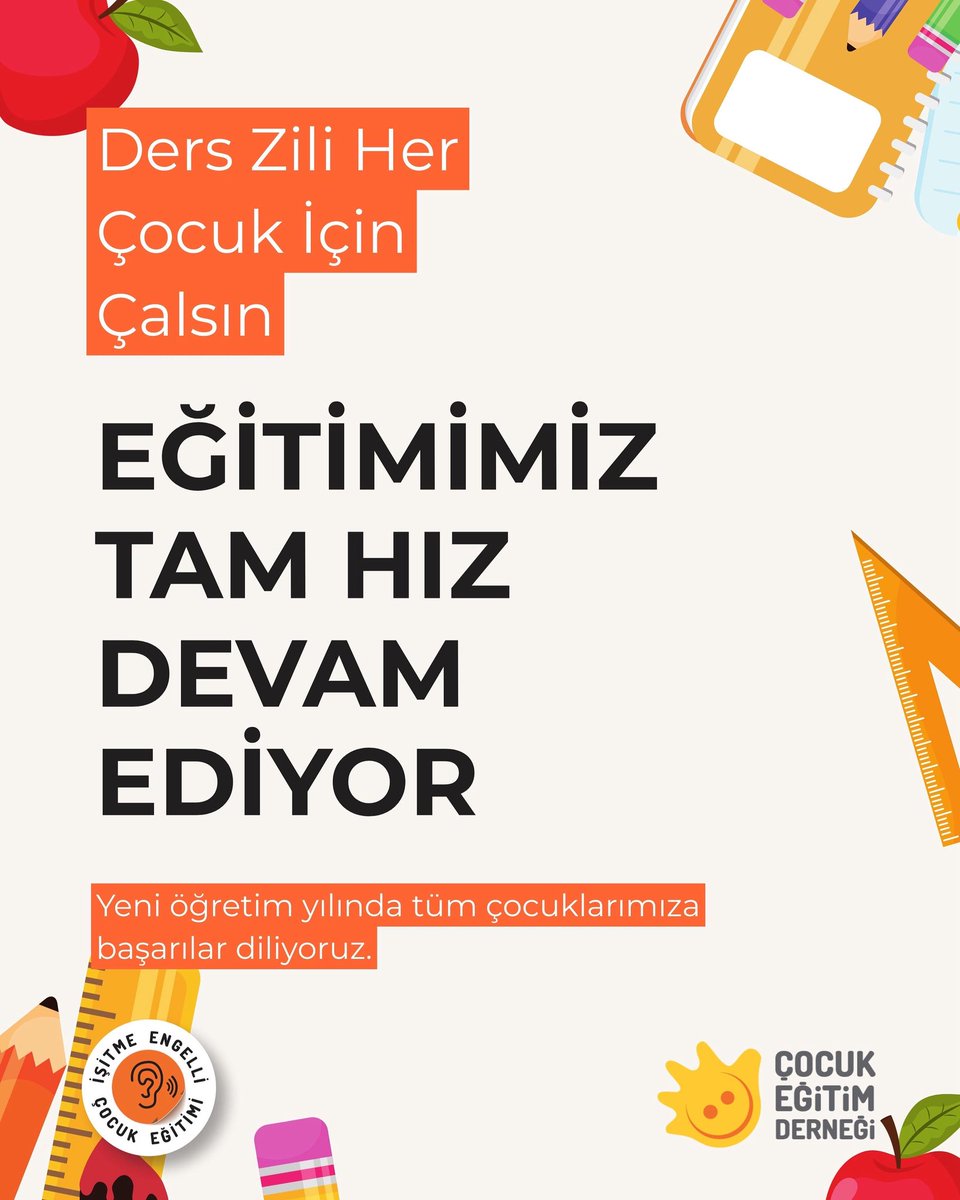 📚 Ders Zili Her Çocuk İçin Çalsın — Eğitimimiz tam hız devam ediyor! Yeni öğretim yılında tüm çocuklarımıza başarılar diliyoruz.
Çocuk Eğitim Derneği olarak her çocuğun eğitim yolculuğuna eşlik etmeye devam ediyoruz. 🧡✨

#ÇocukEğitimDerneği #HerÇocukİçinEğitim #DersZiliÇaldı
