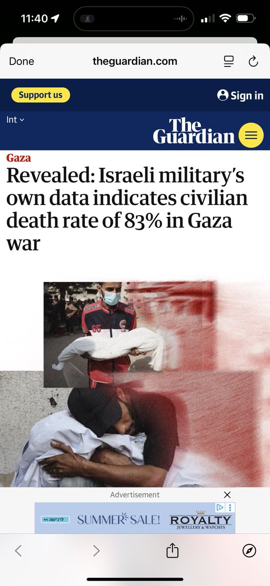 تحقيق #TheGuardian استنادا إلى بيانات الجيش الإسرائيلي ؛  5 من كل 6 فلسطينيين قتلتهم إسرائيل في غزة كانوا مدنيين.