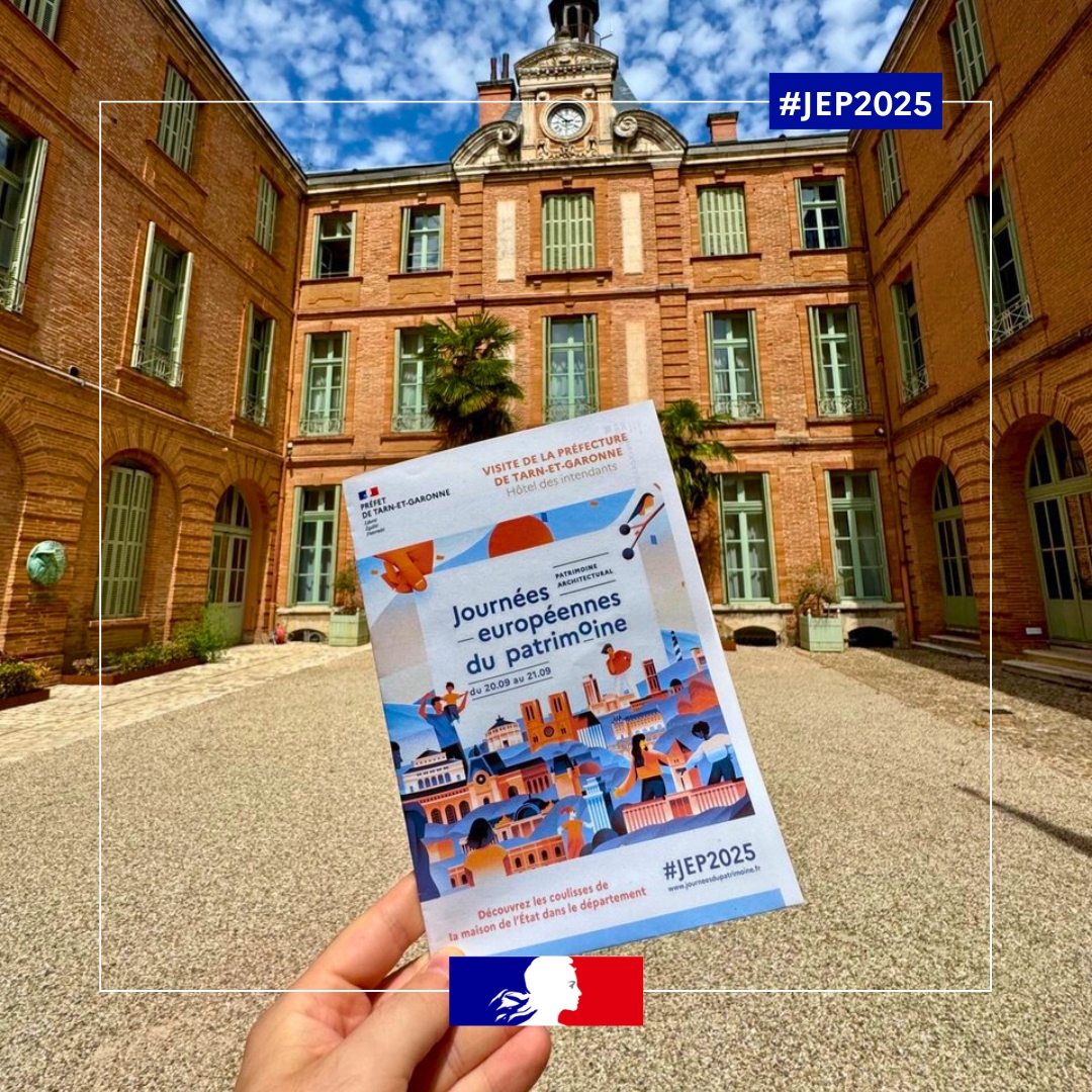 #JEP2025 | La préfecture de Tarn-et-Garonne ouvre ses portes les 20 &amp; 21 sept (9h30 &amp; 11h)✨
👉 Visites guidées, découverte de l’histoire &amp; du patrimoine républicain.
Une occasion unique de plonger dans + de 2 siècles d’histoire !
ℹ️ Infos &amp; inscriptions : tarn-et-garonne.gouv.fr/Actions-de-l-E…