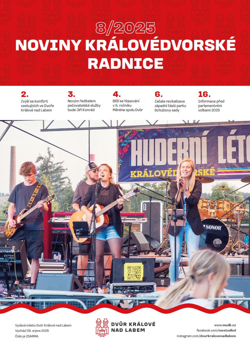 🗞️Vyšly Noviny královédvorské radnice č. 8/2025 s KdeCo s akcemi na září ve #dvurkralove a se speciální přílohou DDM Jednička s nabídkou zájmových kroužků na školní rok 2025-2026. NKR jsou k dispozici v městském IC a na recepci MěÚ. Lze je číst on-line ➡️🌐mudk.cz/cs/radnice/nov…