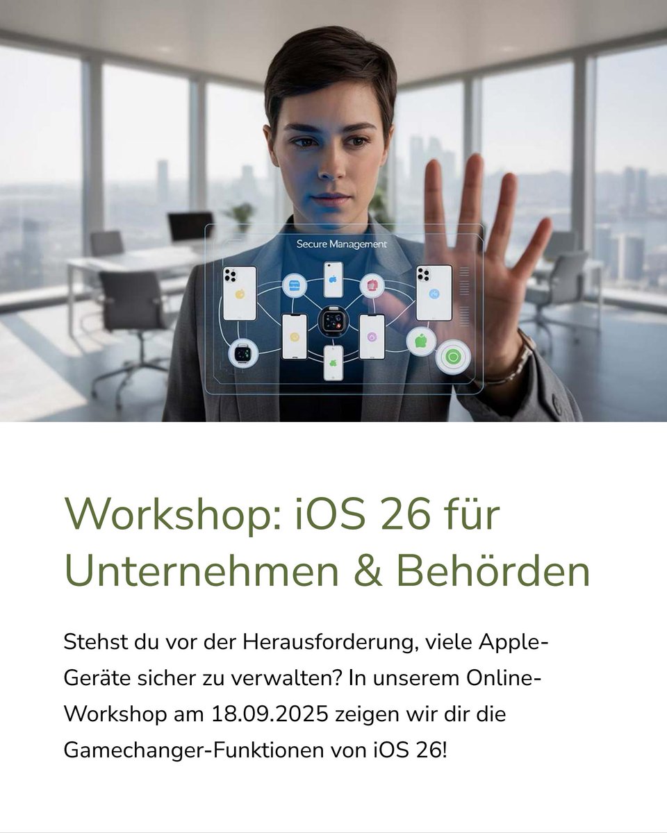 iOS 26 bringt frischen Wind in die Apple-Geräteverwaltung! 🌟
Live-Workshop am 18.09.2025 – sichere dir deinen Platz für smarte Tipps &amp; stressfreie IT.
👉 anyplace-it.de/event/ios-26-o…
#iOS26 #Apple #Geräteverwaltung #MDM #Workshop