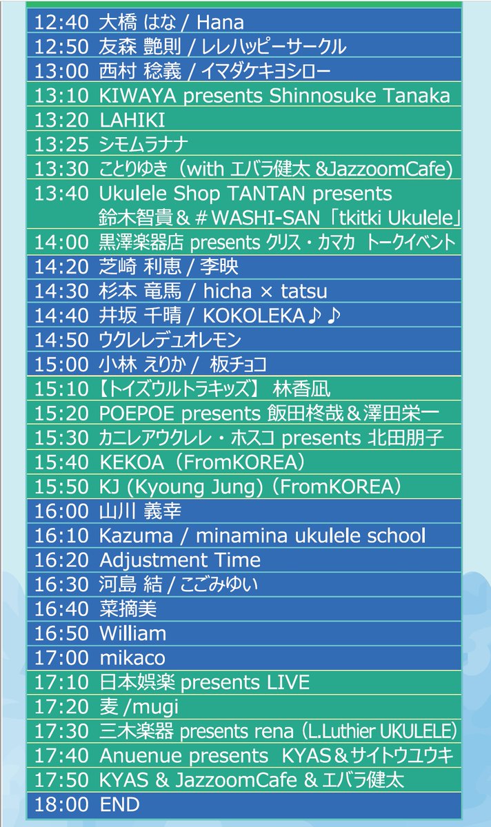 yuru9uku's tweet photo. 今度の土日は、ウクレレピクニック＠ハンマーヘッドが開催♬
一日中ウクレレ三昧、楽しみ～

#ウクレレピクニック #Paoakalani #鈴木智貴 #レレボサ #EbAk #花城よしの #北田朋子 #JazzoomCafe #rena #ダニエル・ホー #トモsun #日下貴博 #KYAS #サイトウユウキ #エバラ健太 #ウクレレ仮面 #ゆるウク https://t.co/bauFJas3Ty