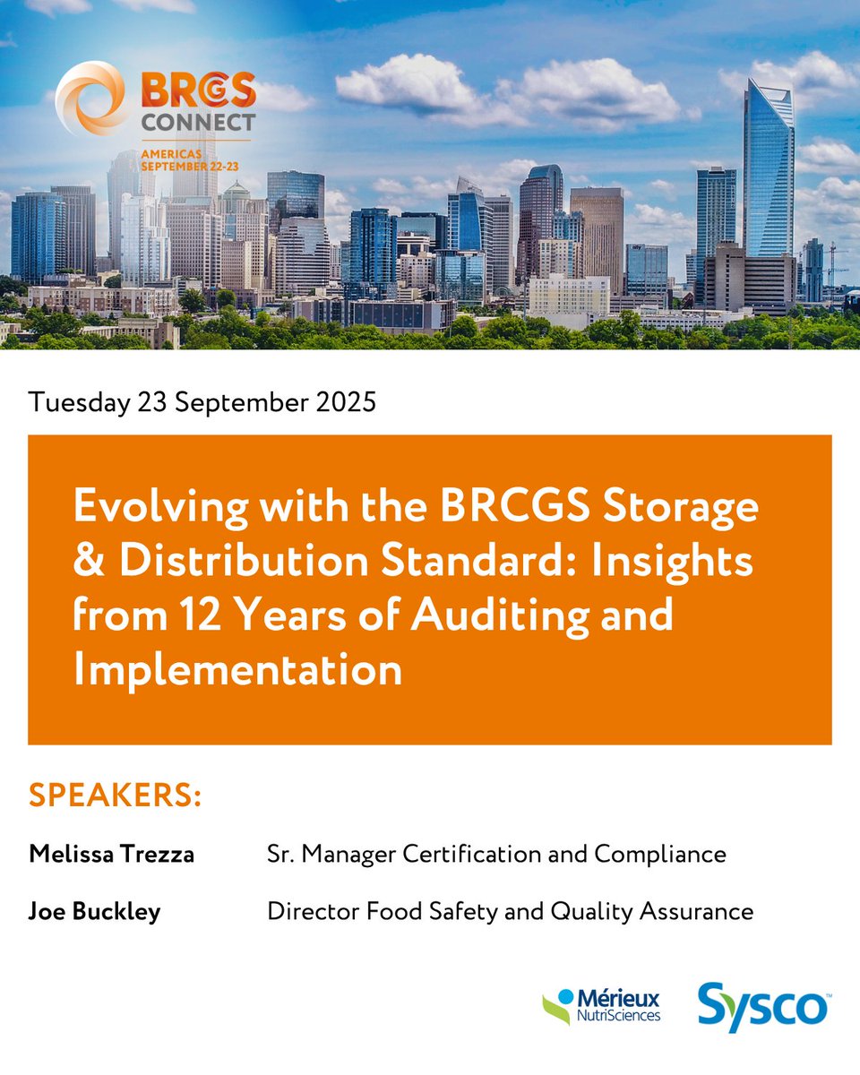 With over a decade of experience in auditing, Melissa and Joe will share key lessons, practical insights, and strategies to help businesses meet today’s complex supply chain demands while ensuring product integrity and safety.

Explore more: ow.ly/1zjg50Wkjbg

#BRCGSConnect