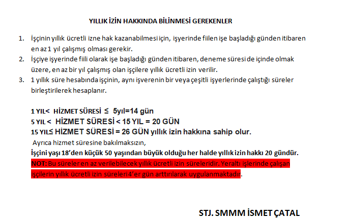 YILLIK İZİN HAKKINDA BİLİNMESİ GEREKENLER