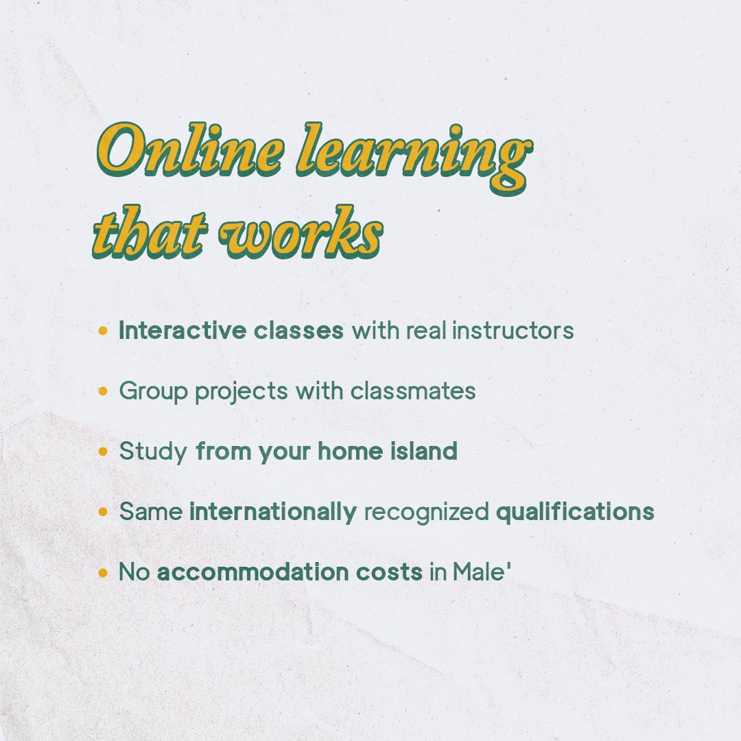 mbusinessschool's tweet photo. Why move to Male' when world-class education can come to you? 

Study from your home island while building the future you want.
Distance is just a number. Your potential is limitless.
#MaldivesBusinessSchool https://t.co/EO95LTd01B