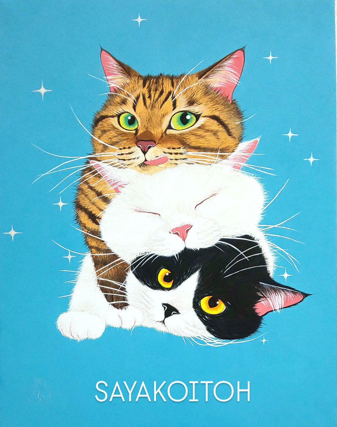伊藤清子 SAYAKO ITOH 子猫 cat 日本画 直筆 サイン入り 額付き 伊藤清子 SAYAKO ITOH 子猫 cat 日本画 直筆 サイン入り 額付き