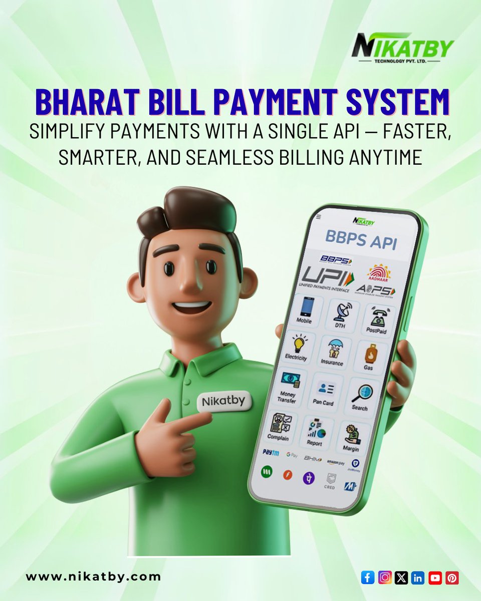 nikatby's tweet image. ⚡ BBPS API Made Simple! 💳💧
Manage electricity, water, gas, and postpaid bills on a single powerful platform. Secure, fast, and always available!
🌐 Explore more: nikatby.com
.
.
.
#Nikatby #BBPSAPI #DigitalBilling #UtilityPayments #FintechSolutions #SmartPaym