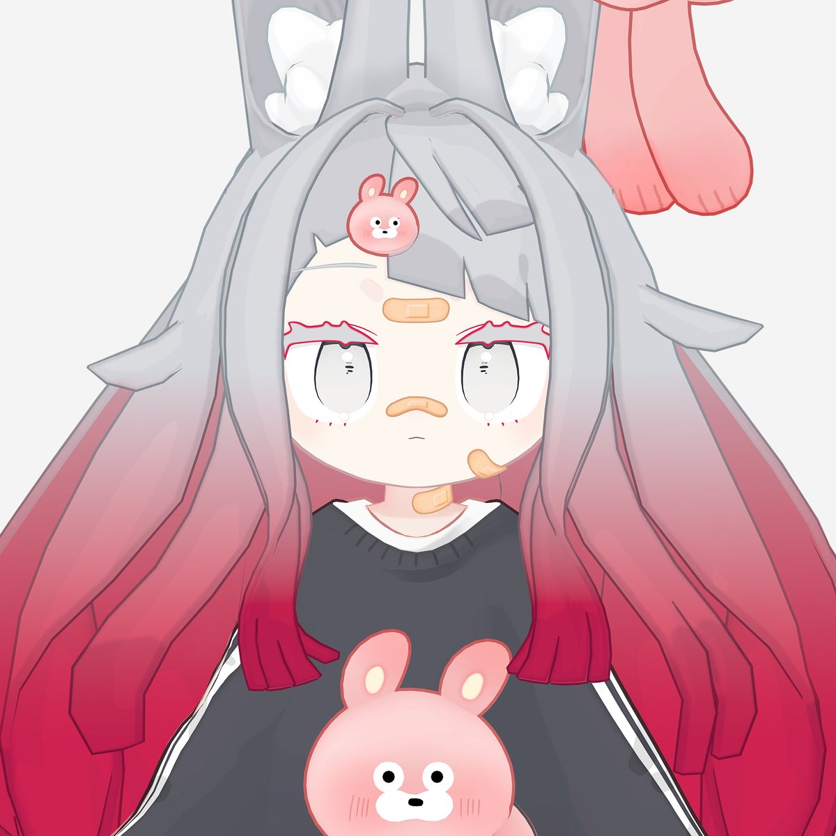 参加賞はこんなルックで、
ほっぺたの絆創膏は、シェイプキーを使ってめくれるようにも表現できます。