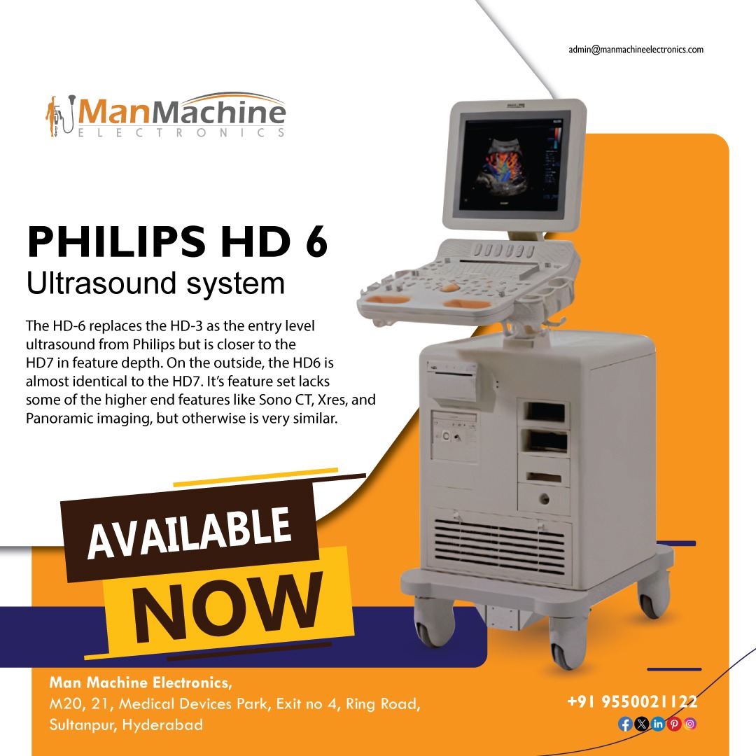 Philips HD6 is available for sale @ Man Machine Electronics

For more details call us at +91 9550021122
view our website @ manmachineelectronics.com

#ultrasoundmachine #ultrasound #philips  #refurbultrasound #PHILIPSHD6 #ManMachineElectronics #UltrasoundMachine #MedicalEquipment