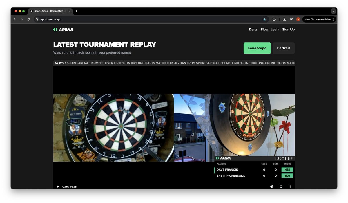 🎯 Relive the action! We’re now showing the latest replays from our paid online darts tournaments right on our homepage. Want to see yourself featured? Join the action every Sunday @ 8PM for your shot at glory and prize money 👉 sportsarena.app