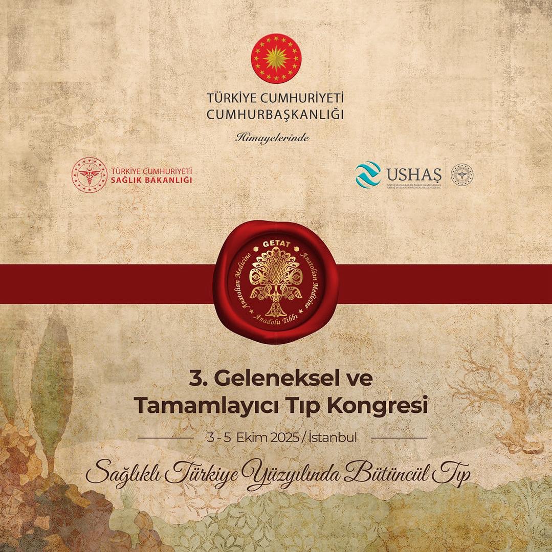 Cumhurbaşkanlığı himayesinde, Sağlık Bakanlığı ve USHAŞ tarafından düzenlenen 3. Geleneksel ve Tamamlayıcı Tıp Kongresi, 3-5 Ekim 2025 tarihlerinde İstanbul Lütfi Kırdar Kongre Merkezi’nde gerçekleştirilecektir.
Üç gün sürecek kongrede, Anadolu tıbbının kadim mirasından modern