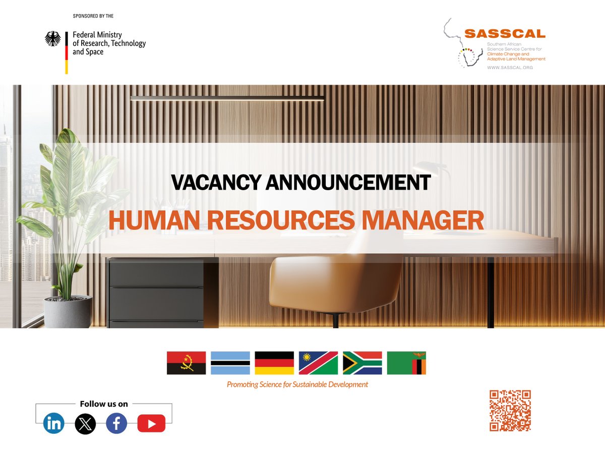 SASSCAL_ORG's tweet image. 📢 We’re Hiring – Human Resources Manager 

📅Application deadline: 19 September 2025
👉 For full details &amp;amp; to apply, visit our website at sasscal.org/vacancies/  
#SASSCAL #JobOpportunity #HRManager #Careers #WindhoekJobs