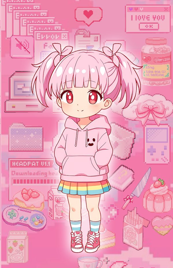 Sweet as candy! 🍭 This YURA's got all the treats and the cutest pixelated background. What's your favorite sweet snack? #kawaii