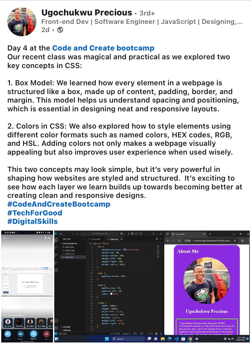 codecreatehq's tweet image. Tutor Spotlight 🌟
Meet Habibu Haruna — Frontend Developer & CTO at 60Secs Ltd. 🚀
At Code & Create Bootcamp, he’s helping shape the next generation of tech innovators. 💡✨
Drop a 👏 to celebrate his impact!
#CodeAndCreateBootcamp #TutorSpotlight #WebDevelopment