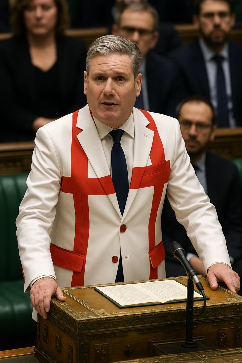 We’re only a few days away from Keir Starmer turning up to Parliament in an England flag patterned suit aren’t we.