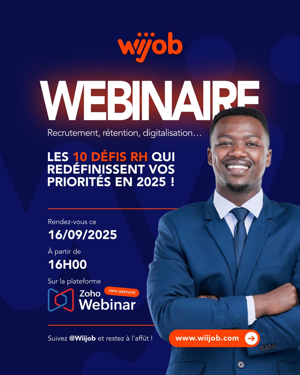 Wiijob vous invite à son webinaire exclusif :"Les 10 défis en RH qui définissent vos priorités en 2025"

📅 Date : 16 Septembre 2025
⏰ Heure : 16h 00 GMT

Inscrivez-vous en cliquant sur le lien ici 👉🏾  zurl.co/iIsYq  

#RH2025 #Digitalisation #Wiijob #RH