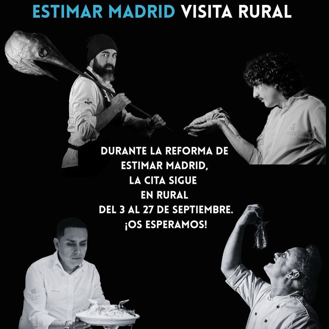 Estimar Madrid visita Rural:  el mar de Rafa Zafra se sirve en tierra firme.

👉🏻Del 3 al 27 de septiembre, el chef Rafa Zafra reúne lo mejor de Estimar Madrid y de Rural en unas jornadas gastronómicas únicas...
Ya pueden hacer sus reservas en la web de Rural. Les esperamos 🩵