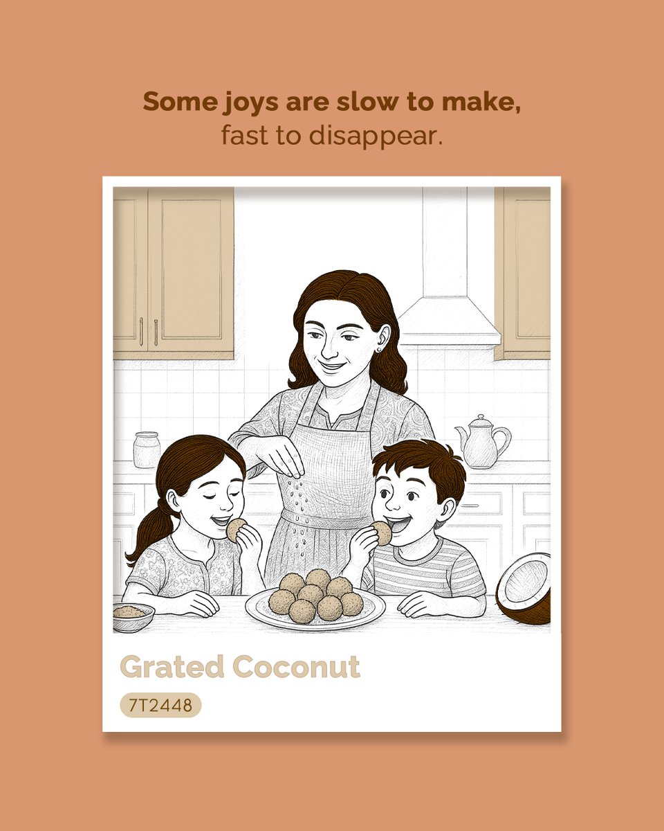 Meet Grated Coconut (7T2448): the soft, homely shade that feels like mom’s delicacies on festive mornings. Slow to prepare, quick to disappear; just like her love, served fresh with every coconut laddoo.

#MyMomentOfJoy #ShadesThatSpeak #BergerPaintsIndia #PaintYourImagination