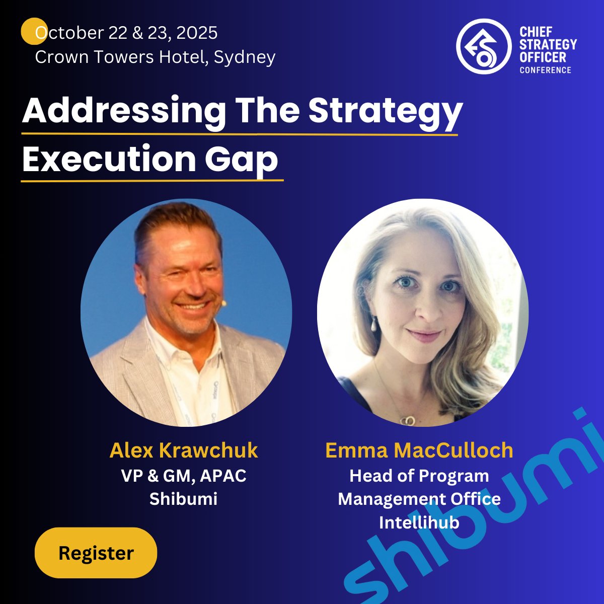 Great strategies fail without strong execution. 

At the Chief Strategy Officer Conference, hear how leaders at Intellihub &amp; Shibumi close the gap with visibility, governance &amp; resource alignment.

🔥 Don’t miss this fireside chat 👉 chiefstrategyofficercon.com