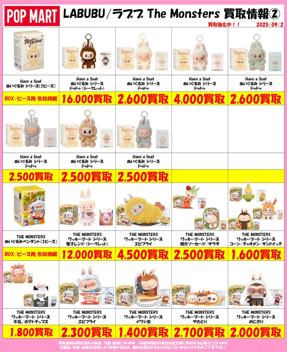 POPMART買取情報②】 買取金額更新しました～！ 数量限定なのでお早め
