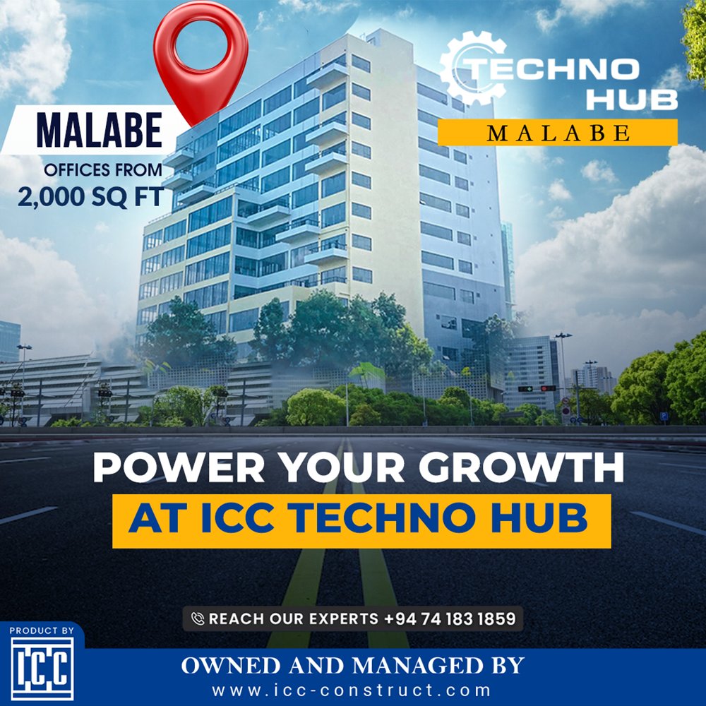 iccsrilankaLK's tweet image. In the heart of Malabe, ICC Techno Hub offers spaces from 2,000 sq ft to power your business growth.

📞 +94 74 183 1859
🌐 icc-construct.com
.
.
.
#ICC #TechnoHub #SriLankaBusiness #WorkspaceSolutions #BusinessGrowth #MalabeBusinessHub