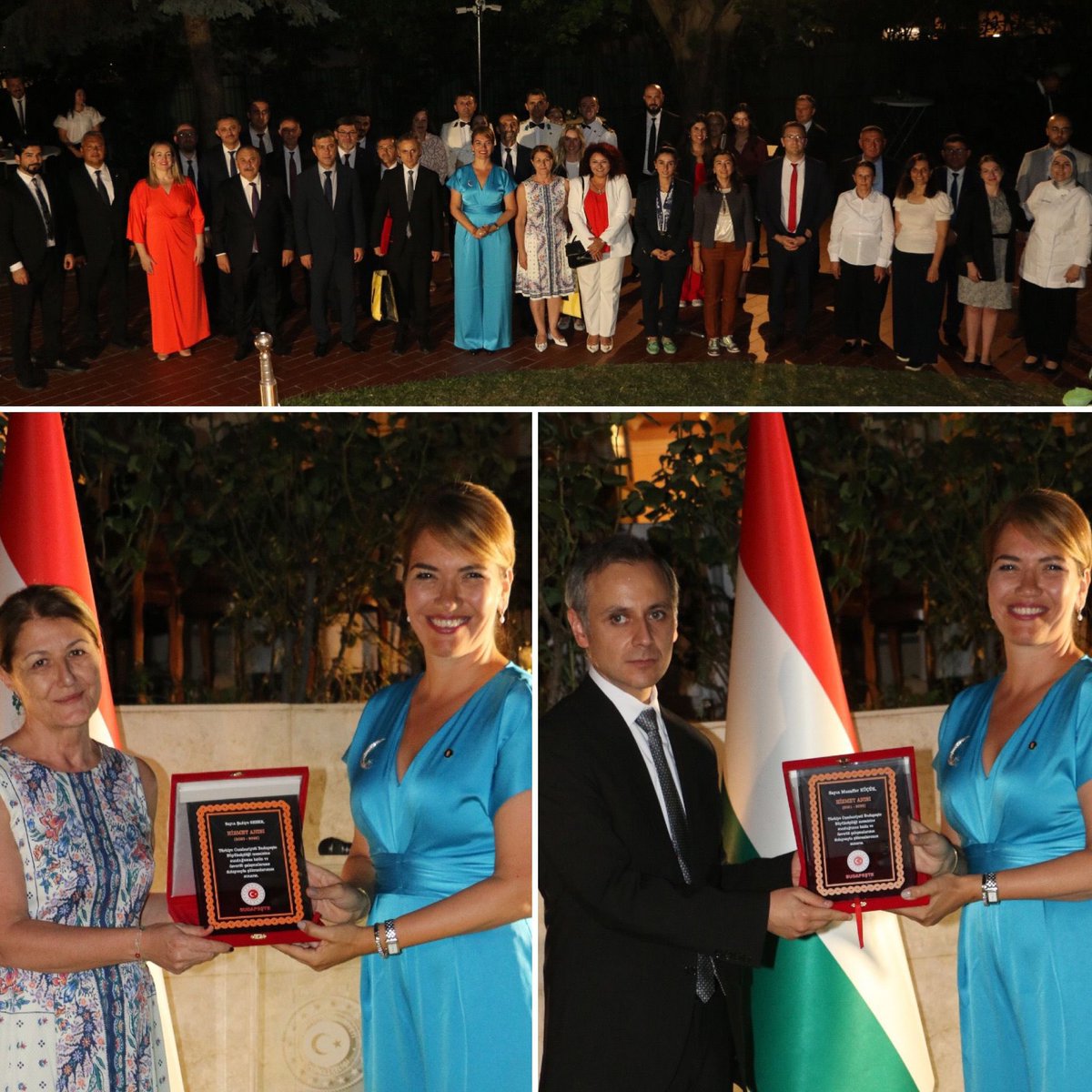 Büyükelçiliğimizdeki görevleri sona eren Müsteşar Şadiye Sezer ve Başkatip Muzaffer Küçük'e veda ettik.

Katkıları için teşekkür ediyor, muvaffakiyetler ve mutluluklar diliyoruz.
.
.
Búcsúztattunk a nagykövetségünkön megbízatása lejárt tanácsos Şadiye Sezer asszonyt és I.o.