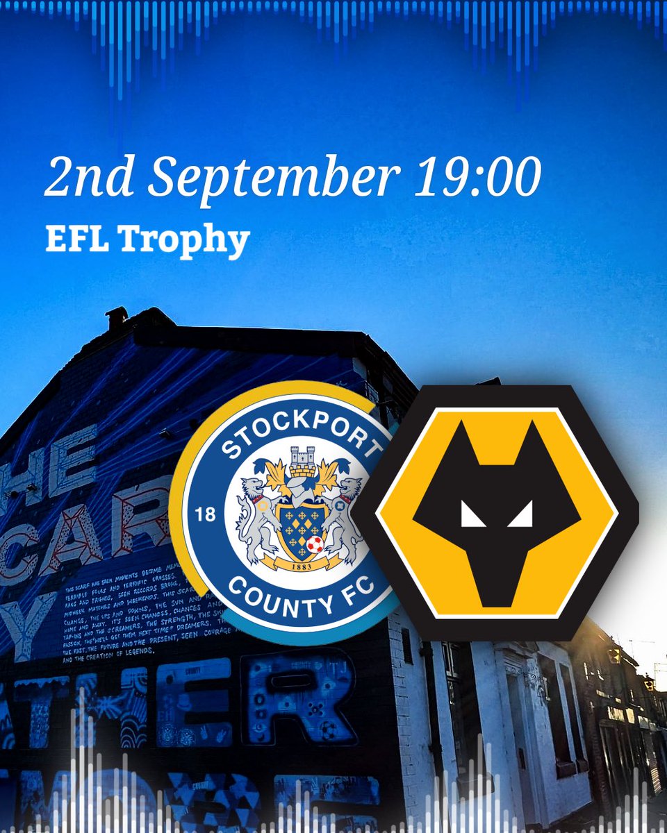 🏆 Get ready for EFL Trophy action!

🐺 <a href="/Wolves/">Wolves</a> U21s take on County at Edgeley Park

🎙️<a href="/oor_wullie_77/">oor_wullie_main</a> takes the mic this evening, providing Audio Description Commentary

🎧 To tune in to this FREE service, bring 3.5mm jack headphones and ask for a receiver!

#StockportCounty