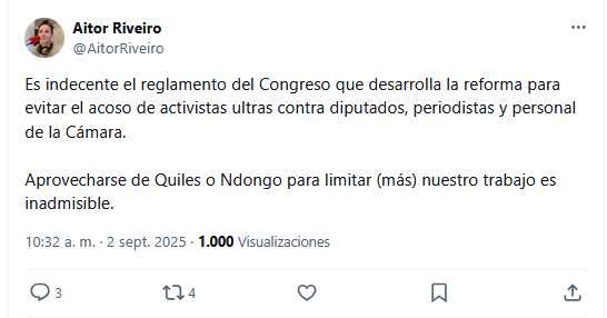 Periodista de Lo Diario se queja de que el reglamento del Congreso diseñado para joder a Vito Quiles también limita el trabajo a los medios progres

A DISFRUTAR