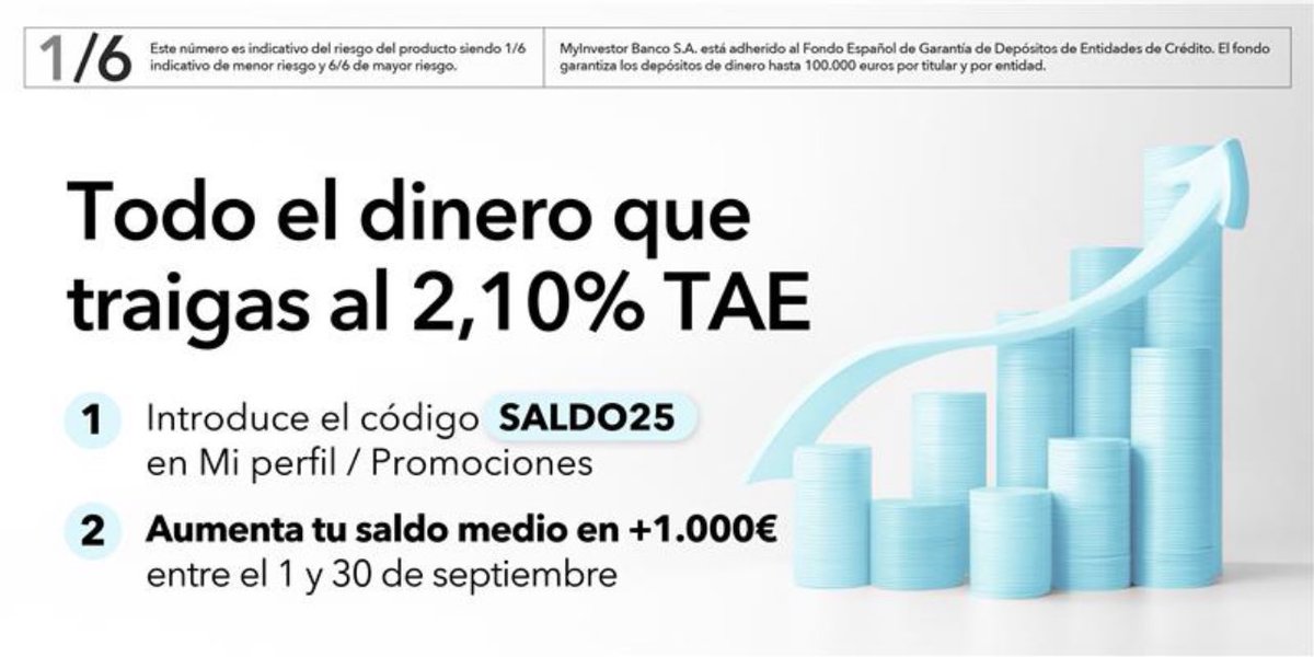 Inversionnovel's tweet image. Nueva promo de @MyInvestorES si usas mi código amigo WPSJ1 
25€ más.