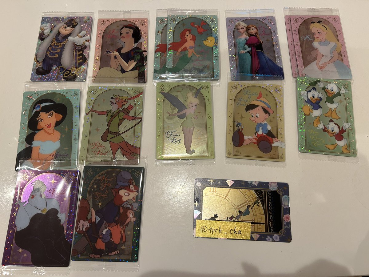 【交換・譲渡】Disney Characters ディズニー　ウエハース
【譲】ピート ロビンフット 3つ子　ピノキオ　白雪 アリス2  ジャスミン アリエル2 アリエル2 アナエル ティンク アースラ ギデフェロ

【求】プルート スカー 
1枚¥100円譲渡(複数のみ)