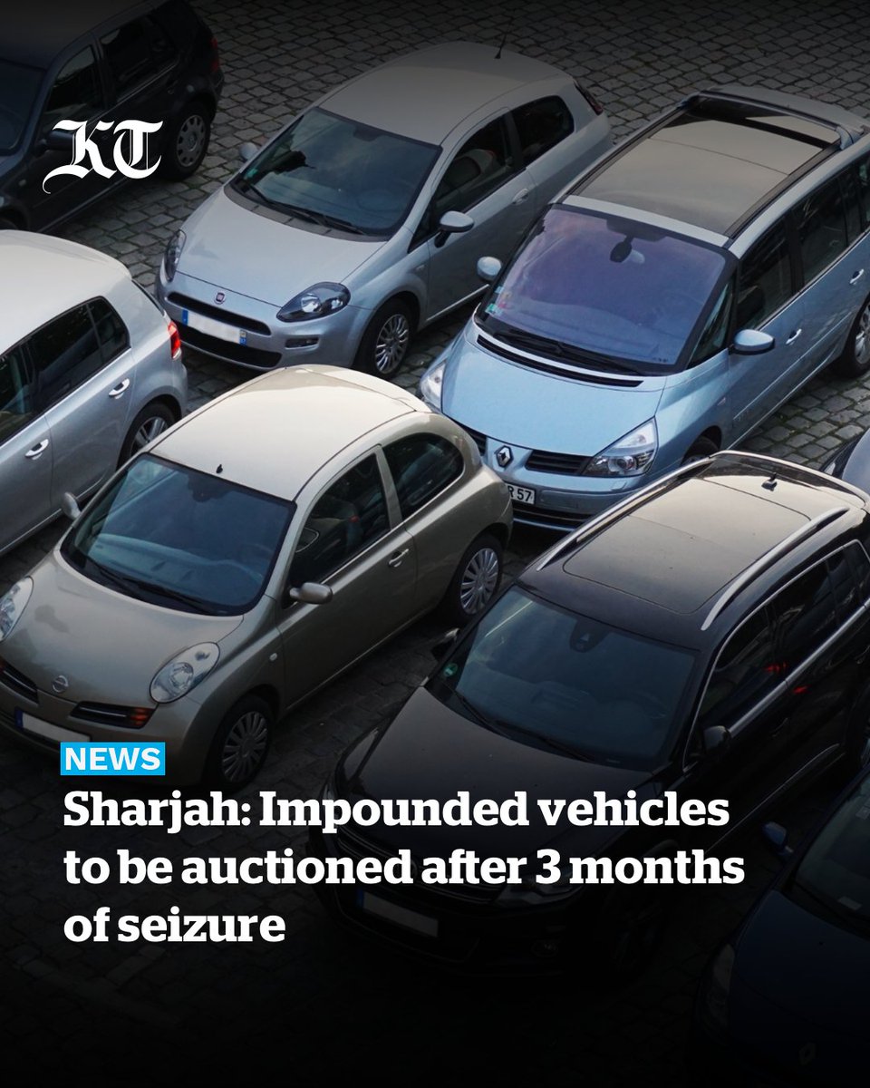 khaleejtimes's tweet photo. #Impounded vehicles in #Sharjah will now be disposed of after 3 months, if the owner does not release the vehicle during this period.

https://t.co/dub8hGyxkC https://t.co/YttgHOyobs