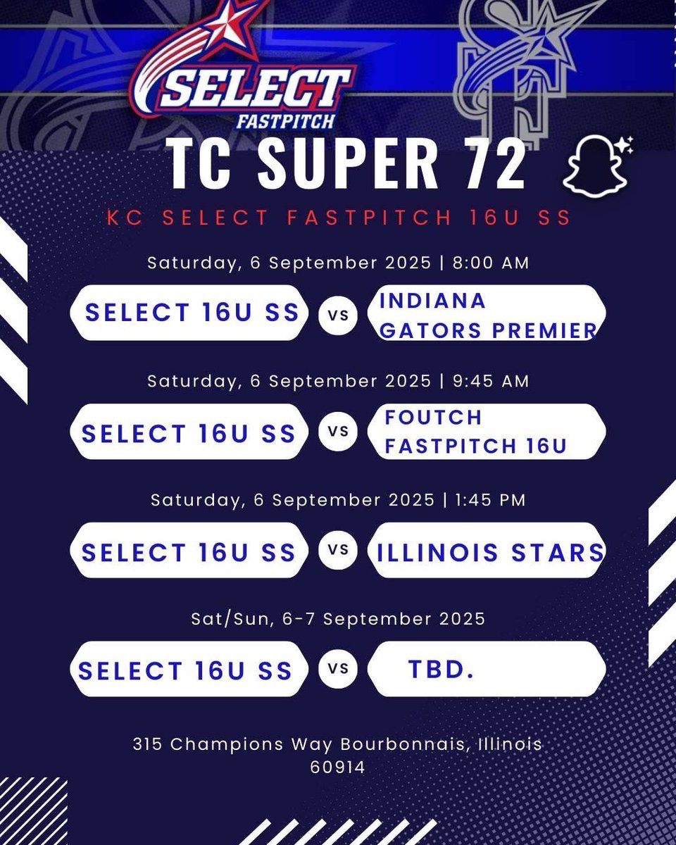 🚨🚨Fall Opener🚨🚨
So excited to get on the field during TC Super 72. Come check us out!!

<a href="/CoachSydney1/">Coach Sydney Singleton</a> <a href="/SelectFP16u_SS/">Select Fastpitch 16u - SS</a> 
<a href="/OHSPantherSB/">Oswego Softball</a>