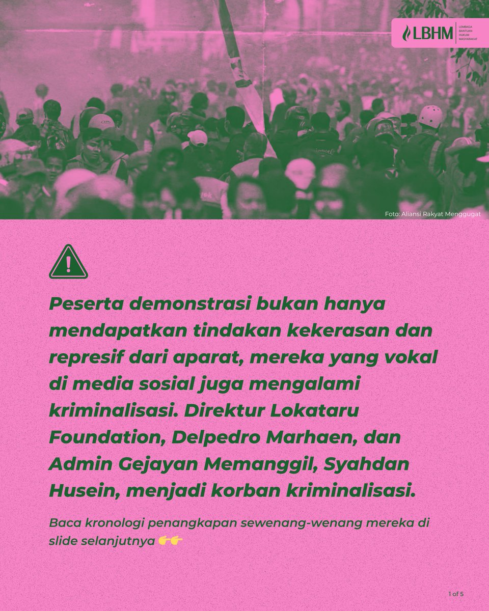 LBH Masyarakat (@lbhmasyarakat) on Twitter photo 🚨Membungkam Kritik = Mengkhianati Demokrasi Solidaritas LBHM untuk Pedro dan Syahdan!
Penangkapan sewenang-wenang terhadap Direktur Lokataru Foundation (<a href="/lokataru_id/">Lokataru Foundation</a>), Delpedro Marhaen, dan Admin Gejayan Memanggil (<a href="/GejayanCalling/">Aliansi Rakyat Bergerak</a>), Syahdan Husein, menunjukkan bahwa bukan hanya 🚨Membungkam Kritik = Mengkhianati Demokrasi Solidaritas LBHM untuk Pedro dan Syahdan!
Penangkapan sewenang-wenang terhadap Direktur Lokataru Foundation (<a href="/lokataru_id/">Lokataru Foundation</a>), Delpedro Marhaen, dan Admin Gejayan Memanggil (<a href="/GejayanCalling/">Aliansi Rakyat Bergerak</a>), Syahdan Husein, menunjukkan bahwa bukan hanya