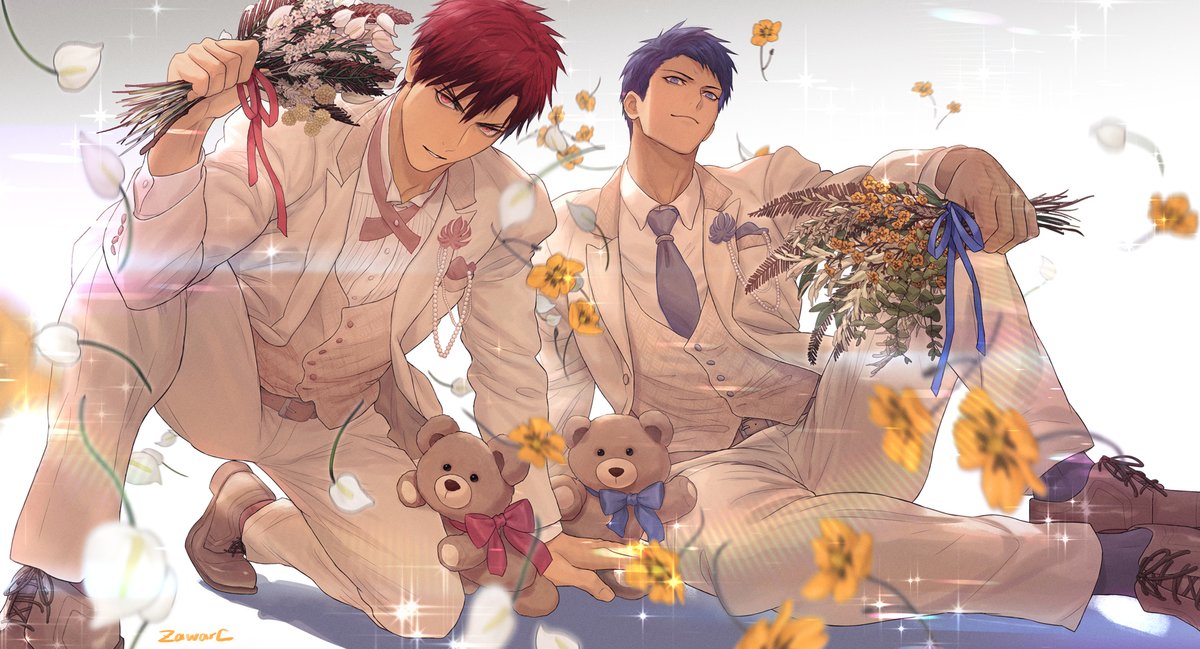 実は青峰と火神の誕生日イラストはつなげることができて、ちょっと試しにつなげてみました
#青火