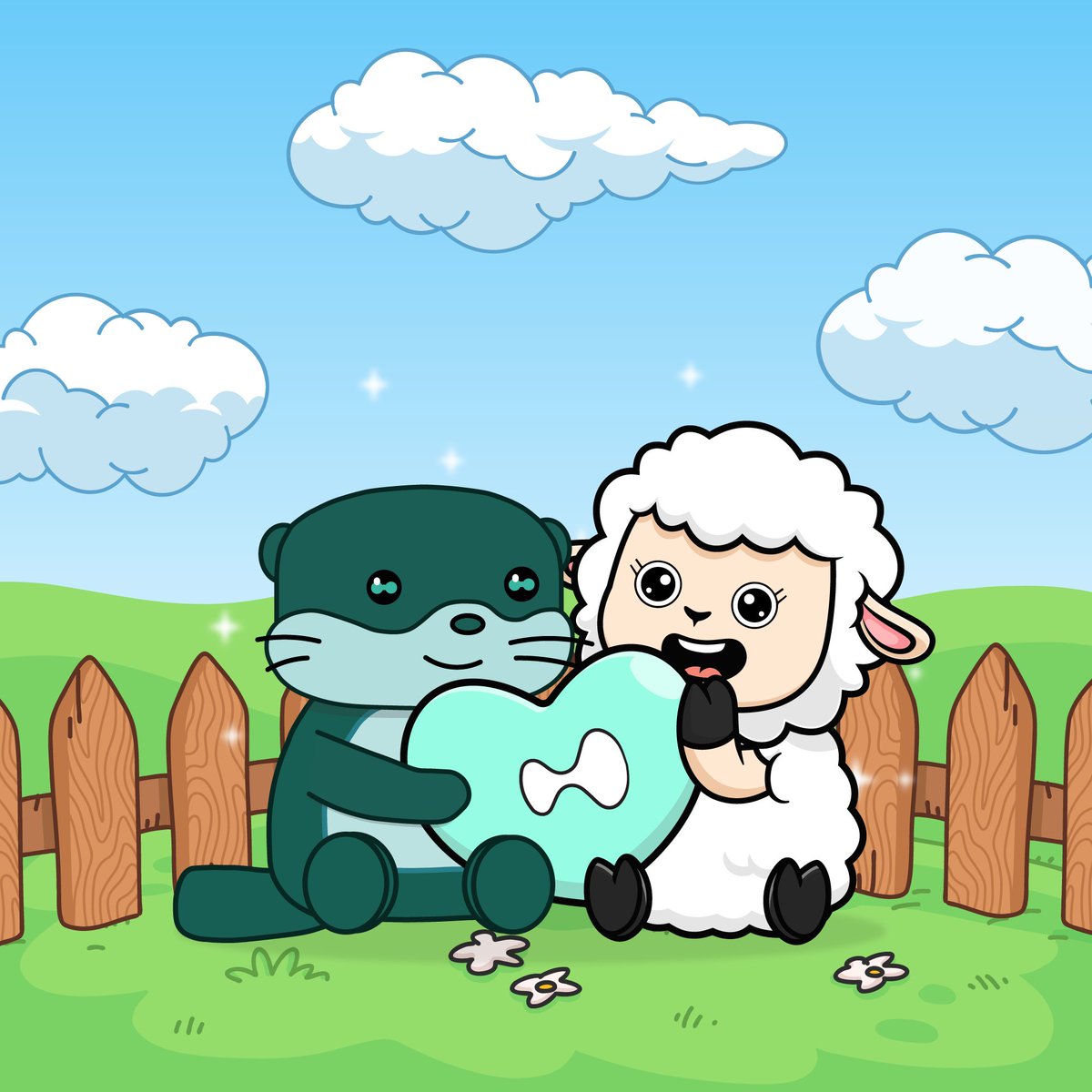 Grazing into odd territories 🗺️🐑
In the quiet of the pasture, 
the cutest cross-species interaction is happening ☺️
<a href="/HyperLambs/">HyperLambs</a> x <a href="/ottionhl/">Odd Otties</a> ✨
Lambs welcome Otties to The Flock 🥳