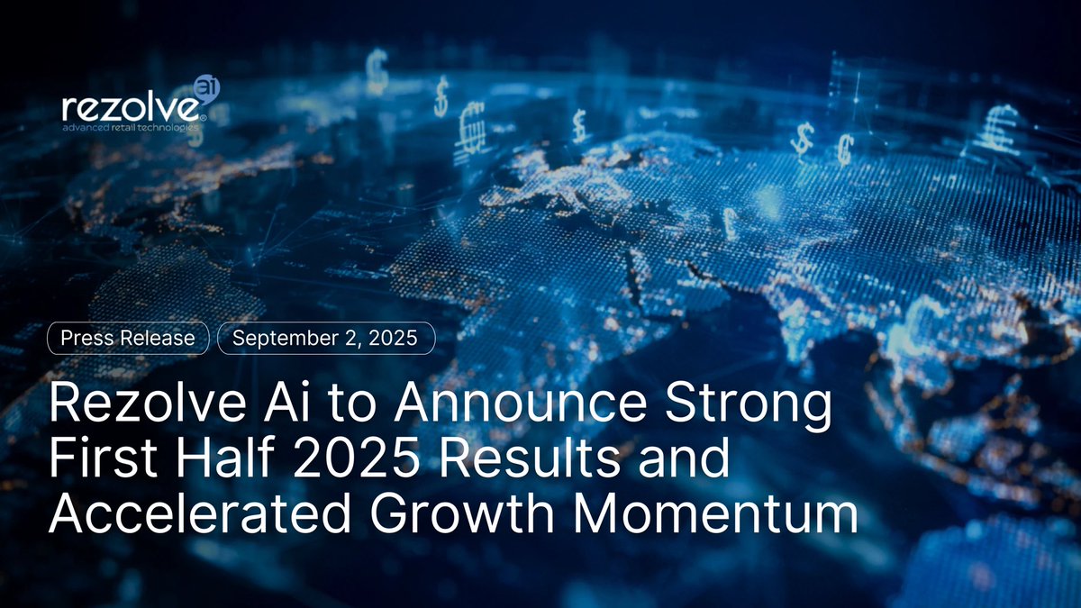 RezolveAi's tweet image. Rezolve Ai will release its financial results for the first half of 2025 before market open on Wednesday, October 1, 2025.

Press Release: rezolve.com/investors/rezo…

#RezolveAi #ArtificialIntelligence #RetailTech #Ecommerce #GrowthStrategy #BusinessResults $RZLV