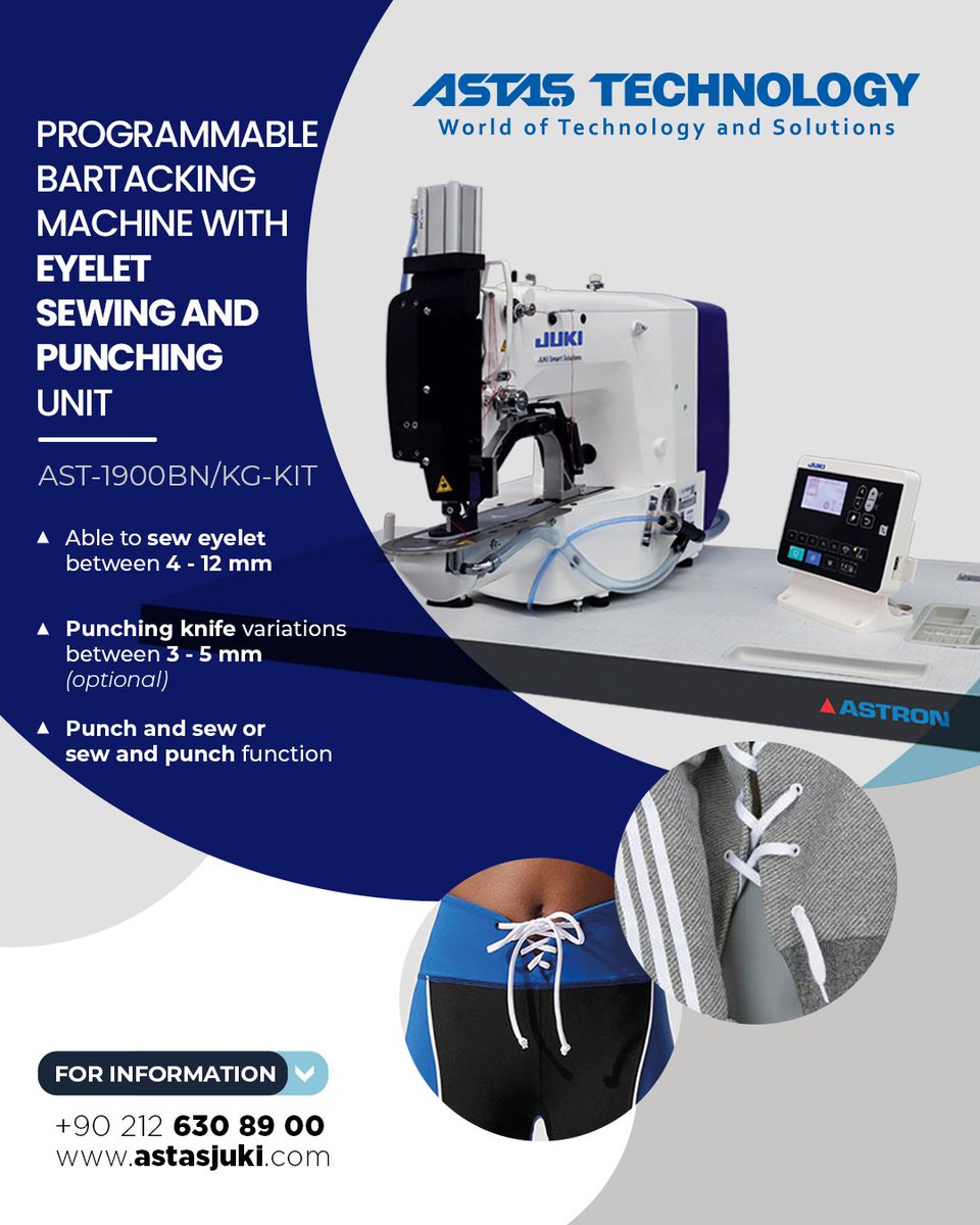 AstasTechnology's tweet image. Programmable Bartacking Machine with Eyelet Sewing and Punching Unit

For Information; +90 212 630 89 00  |  astasjuki.com

#EyeletMachine #PunchPressMachine #TextileMachines #IndustrialMachine #IndustrialMachinery #Machinery #Automation #InnovationInProduction