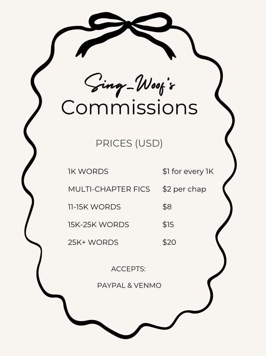 singwoof's tweet image. I have decided to open commissions!!! I am expanding it to all fandoms as long as the requester gives me enough info to work on. Any questions, please DM me 💜
