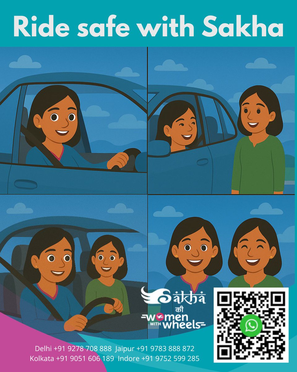 Looking for a ride you can trust? Message us ‘Hi’ on WhatsApp at 9999193004 or scan the QR to book. 👋📲

#RideWithSakha #SafeTravel #WomenBehindTheWheel #SakhaChatBot
