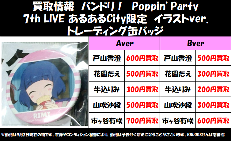 買取情報】バンドリ ・7th LIVE あるあるCity限定 イラストver